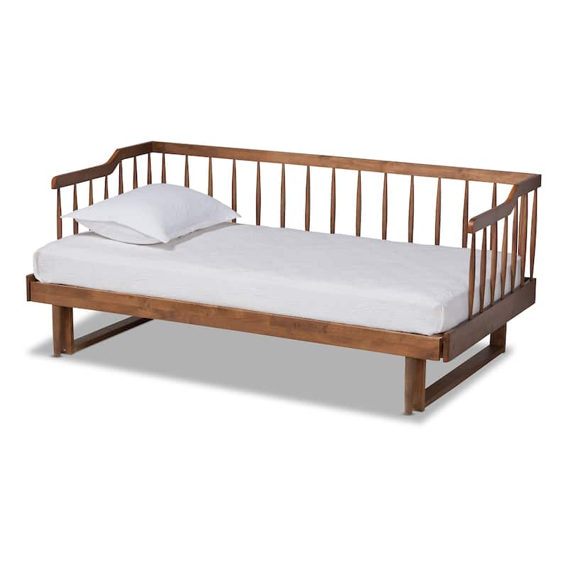 Muriel Modern and Transitional Expandable Twin to King Spindle Daybed - Walnut