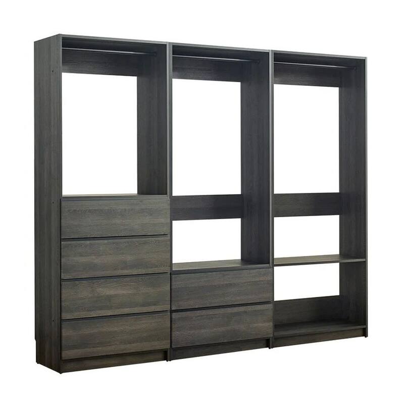 Dee Walk In Closet, Modular Freestanding Storage 4 Shelf 3 Rods, Black