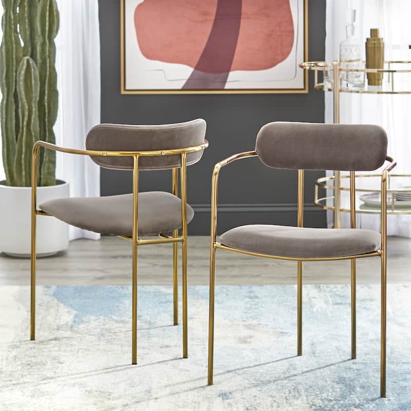 Simple Living Retro Velvet Dining Arm Chair (Set of 2)