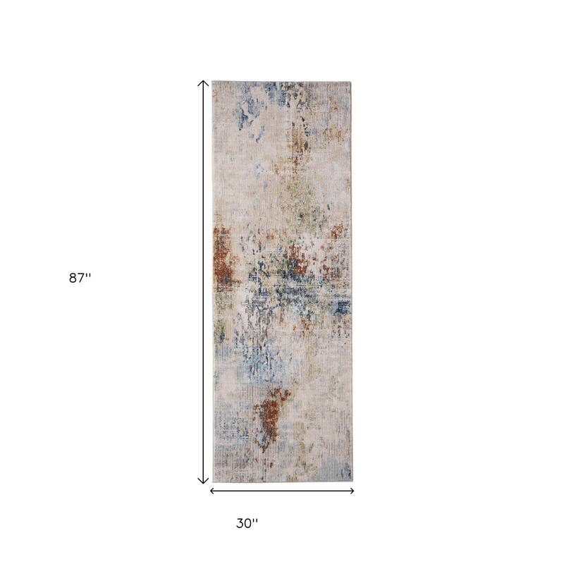 HomeRoots Abstract Casual Runner Area Rug - 87.00 in. x 30.00 in. x 0.47 in.