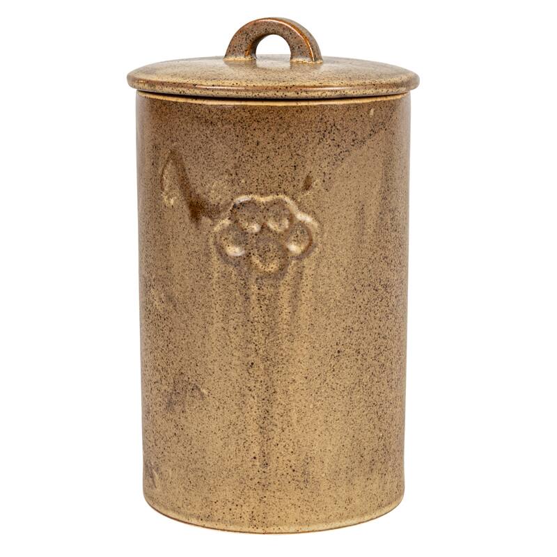 Debossed Stoneware Treat Canister with Paw Print