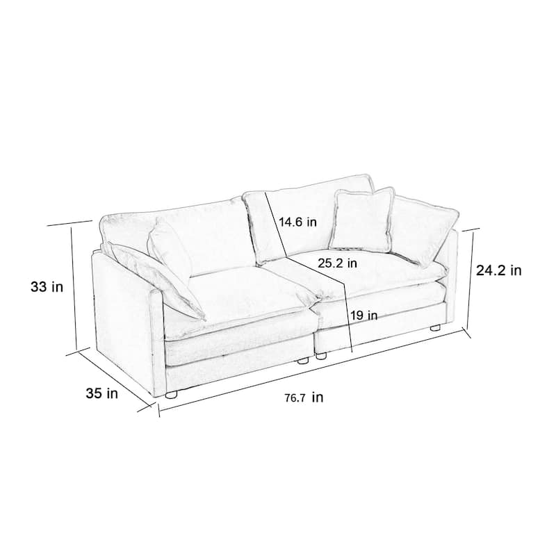 Cloud Chenille Upholstered Modular Sectional Sofa with DIY Combination Design