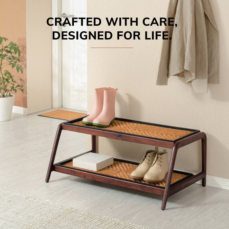 Jani Double-Tier Brown Stand 3-Pair Rubber Boot Trays