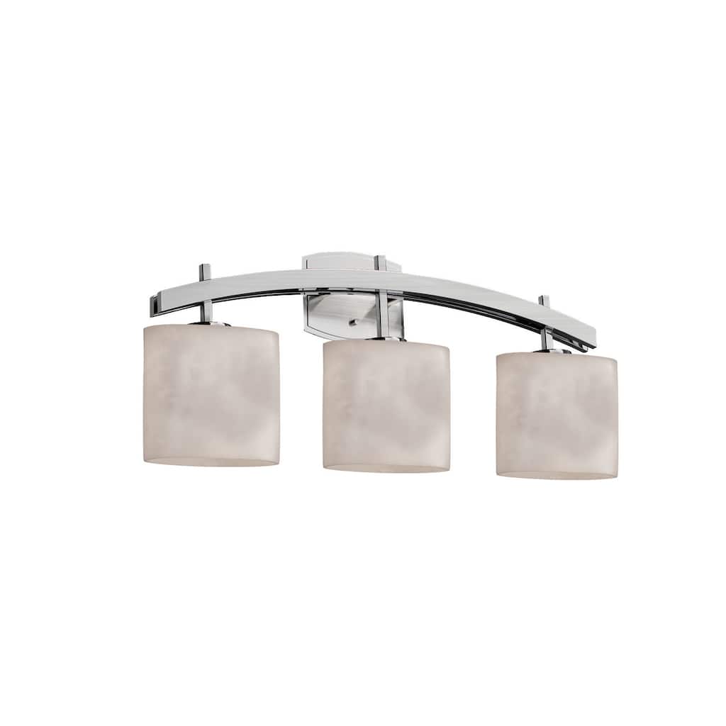 Justice Design Clouds Archway 3-Light Brushed Nickel Bath Bar, Clouds Oval Shade