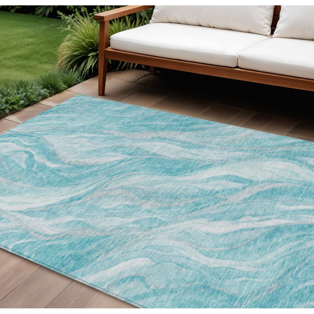 HomeRoots Abstract Transitional Rectangle Outdoor Rug