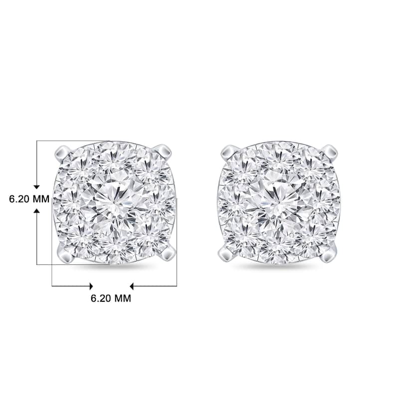 Auriya 14k Gold 1/2ctw Cushion Pave Diamond Stud Earrings (H-I, I1-I2)