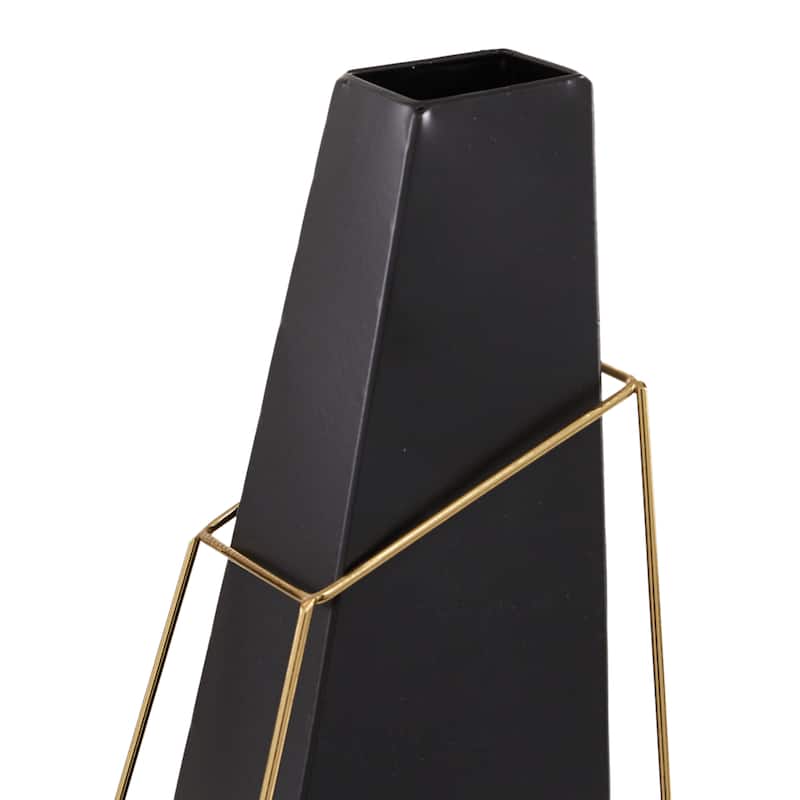 Black Iron Contemporary Vase (Set of 3) - 7 x 5 x 14