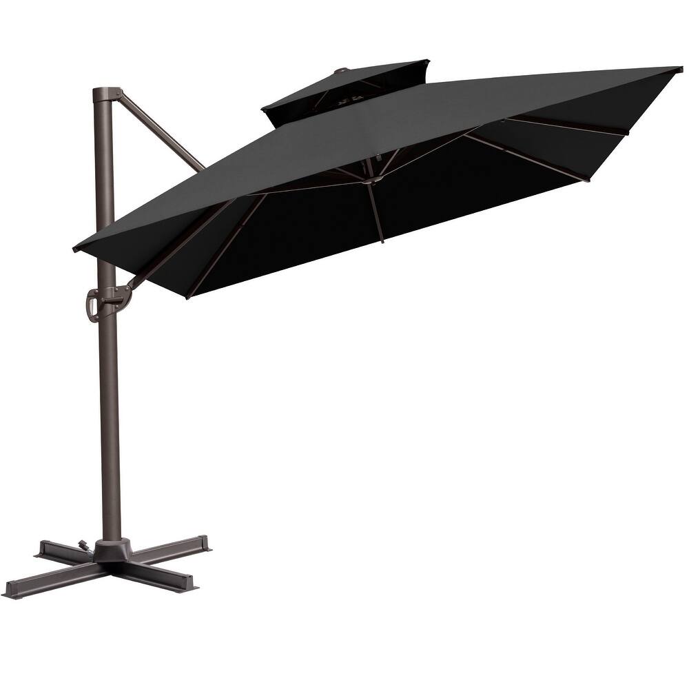 VredHom 10x13FT Outdoor Patio Offset Umbrella 360 Degree Rotation without Base