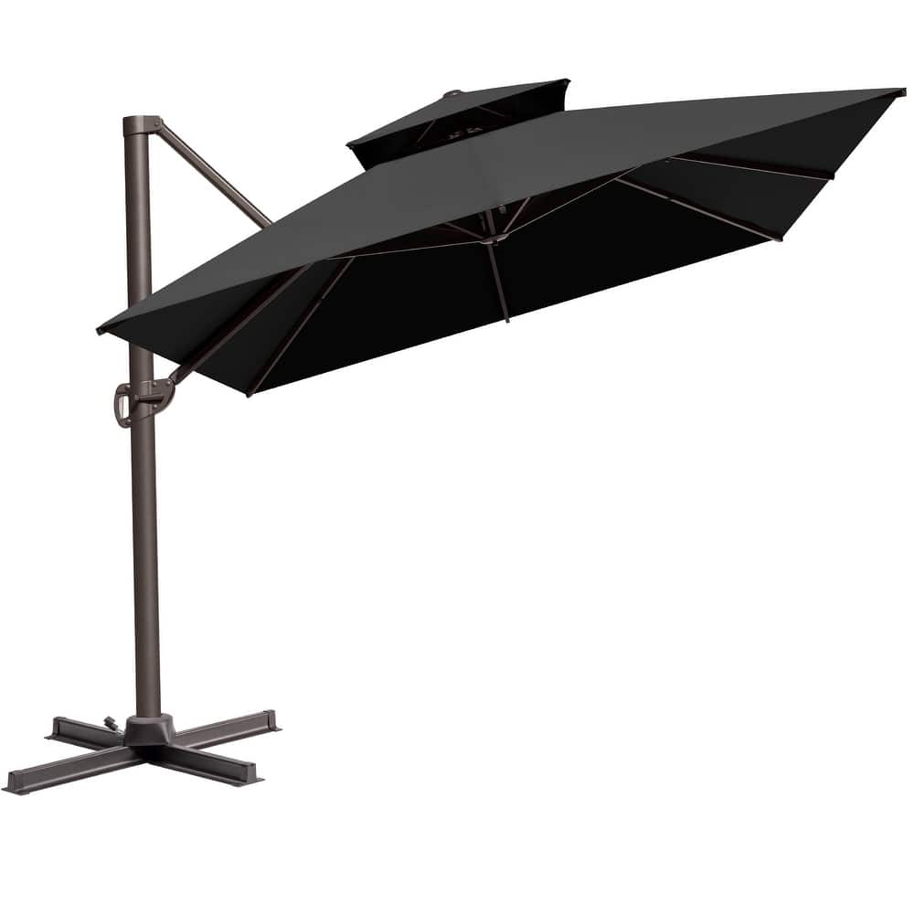 VredHom Outdoor Patio 10 x 13 FT Aluminum Cantilever Umbrella Double Top