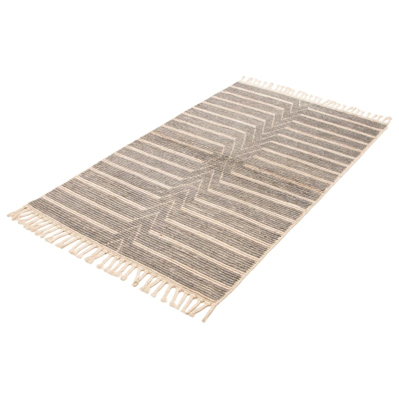 ECARPETGALLERY Hand-knotted Tangier Grey Wool Rug - 5'1 x 8'0