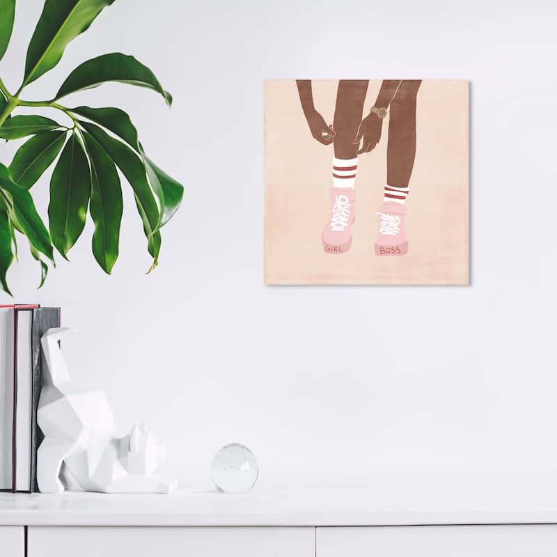 Wynwood Studio Prints Fashion and Glam Girl Boss Ready Pink and Pastel Pink Modern & Contemporary Wall Art Canvas Print - 12 x 12