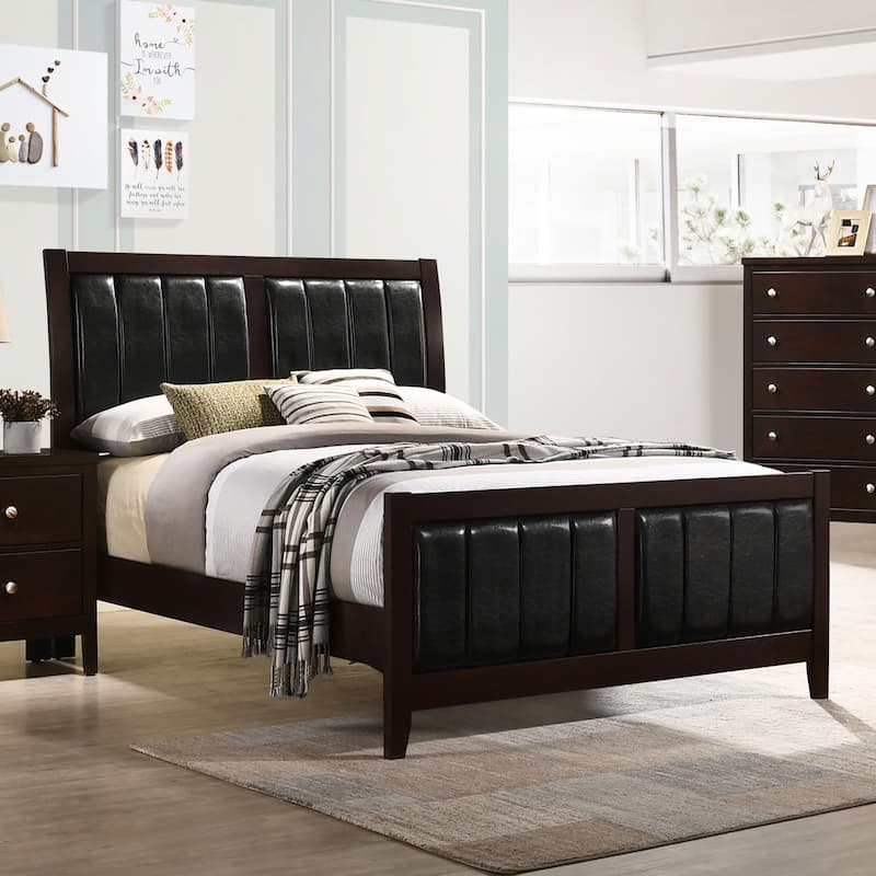 Full Size Tufted Panel Bed with Channeled Headboard - Brown