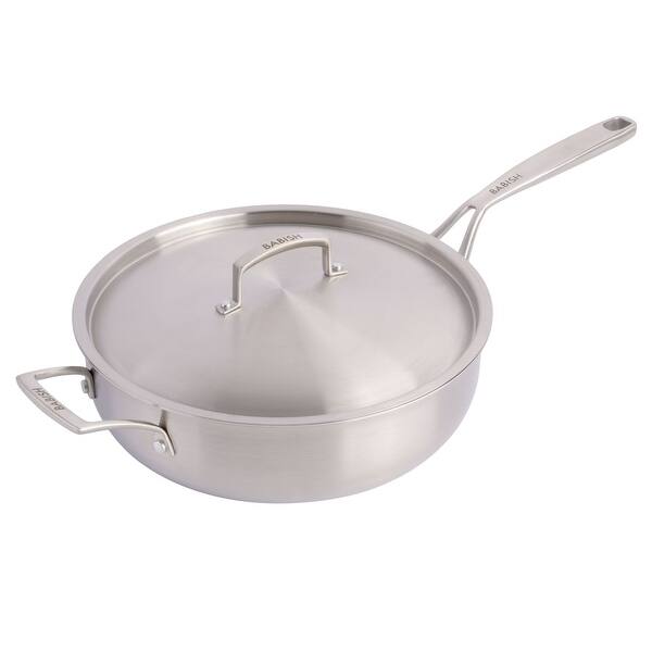 slide 2 of 5, Babish Tri-Ply Stainless Steel Professional Grade Saute Pan w/Lid, 5-Quart