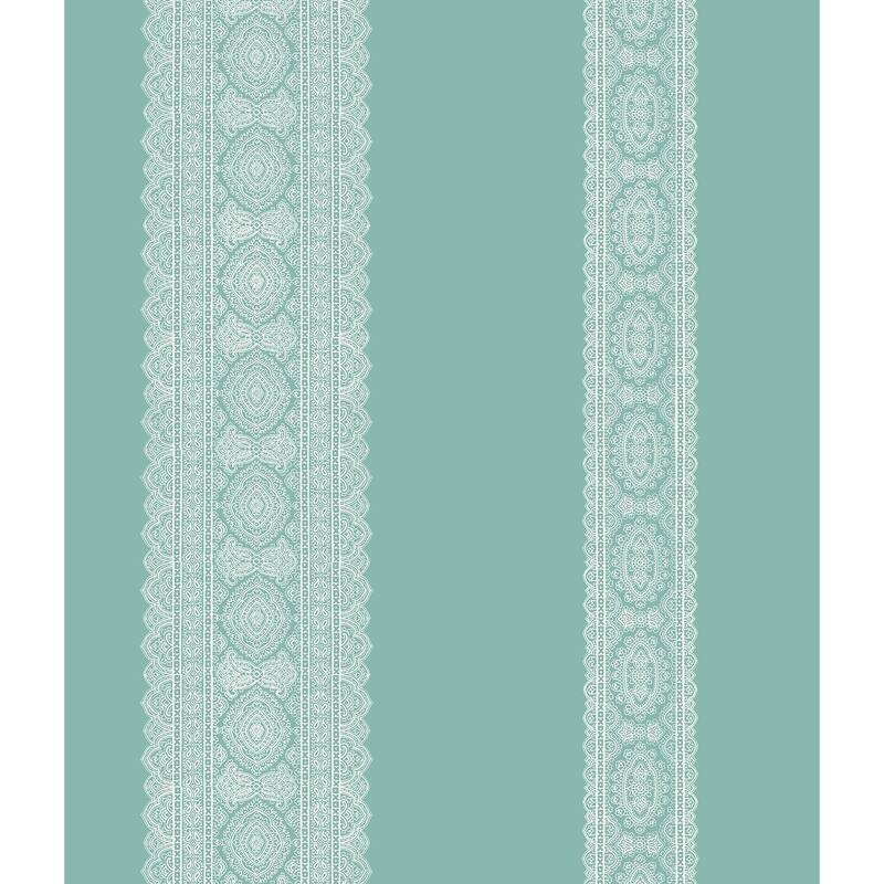 A-Street Prints Brynn Turquoise Paisley Stripe Wallpaper