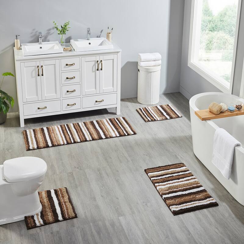 Better Trends Bath Rug 100% Polyester Super Absorbent Anti-Skid TPR Backing Bathroom Rug For Shower,Sink Mats Griffie Collection