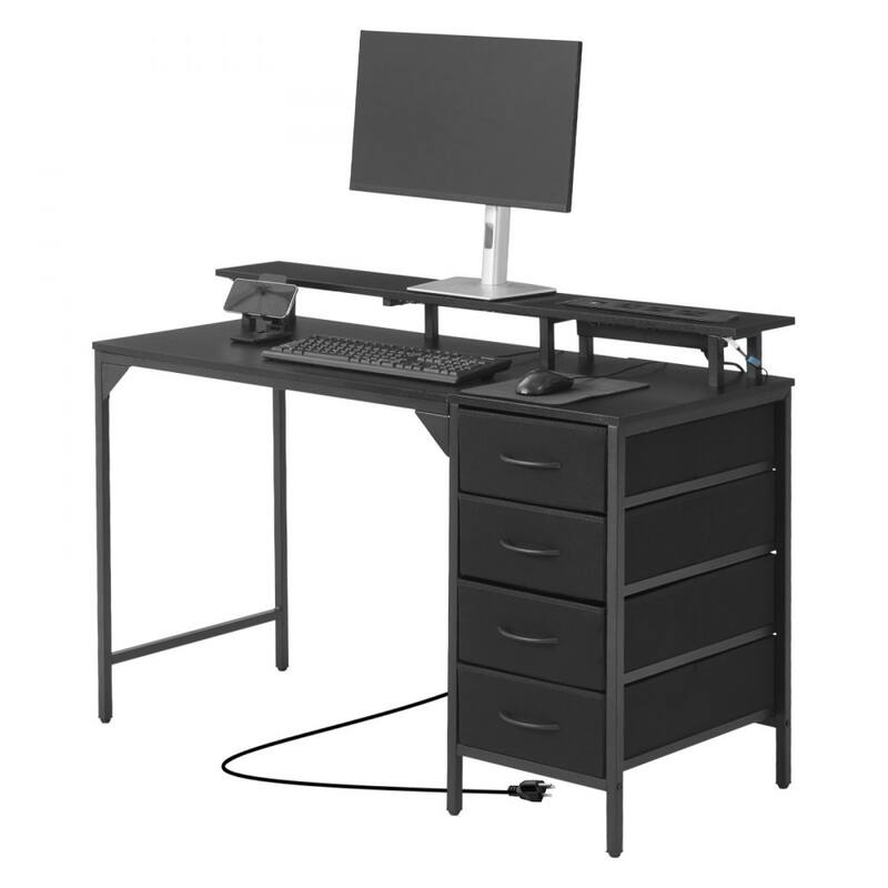 47" RGB Computer Desk with Adjustable Feet and Reinforced Steel Frame 4 Drawers for Office Storage