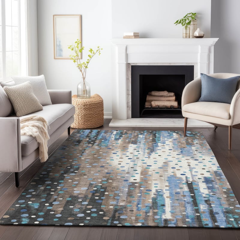 Machine Washable Indoor/Outdoor Modern Confetti Chantille Rug