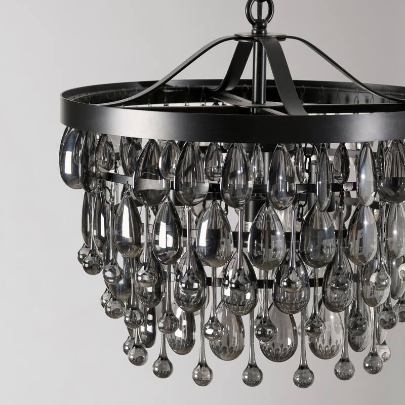 Renata Glass 4-Light Black Chandelier by Kosas Home