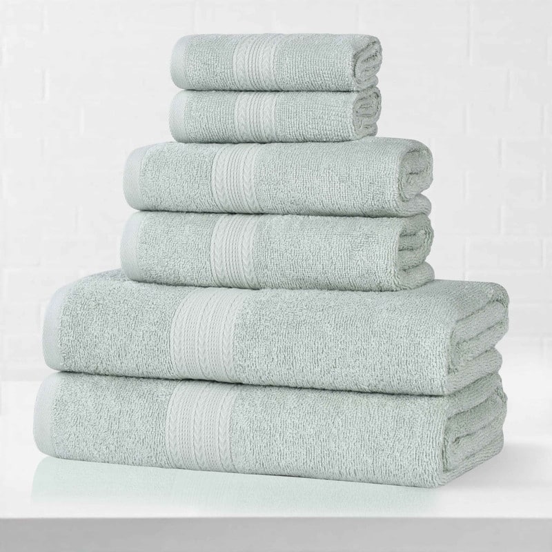 Eco-Friendly Sustainable Cotton 6-Piece Bathroom Towel Set - Aqua Marine
