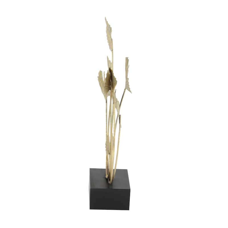 Metal Floral Curved Sculpture - Gold - Roche River Decor - 6"W x 18"L x 22"H