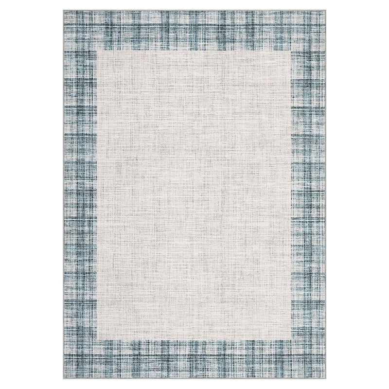 Garvee Linen Border Living Room Area Rug