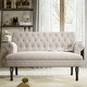 preview thumbnail 2 of 3, Linen Textured Fabric Settee Button Tufted Scrolled Arm Love Seat Sofa