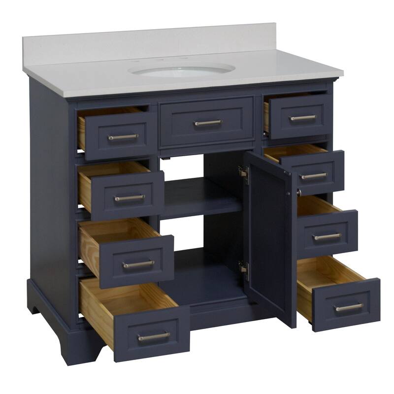 KitchenBathCollection Aria 42" Bathroom Vanity with Quartz Top