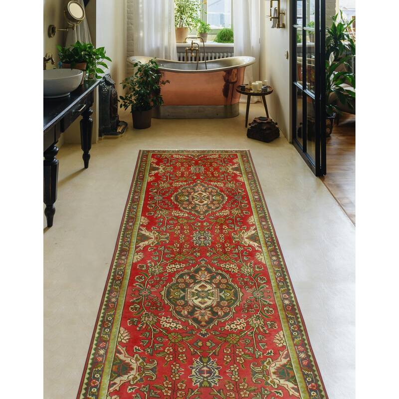 Vintage Distressed Sierra Rust/Beige Runner - 3'3" x 9'5"