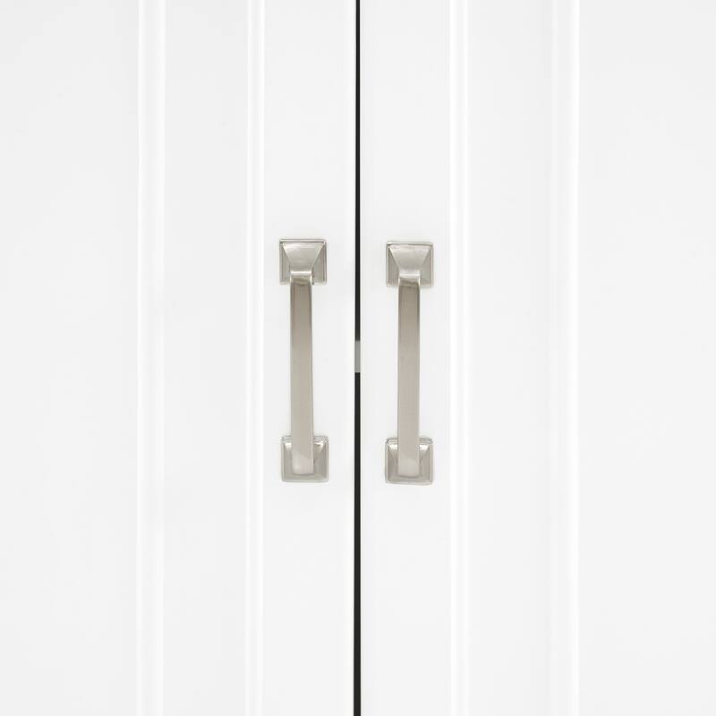 2-Piece Storage Bookcase Set - White Bookcases with Adjustable Shelf & Drawer - Farmhouse Kitchen Furniture