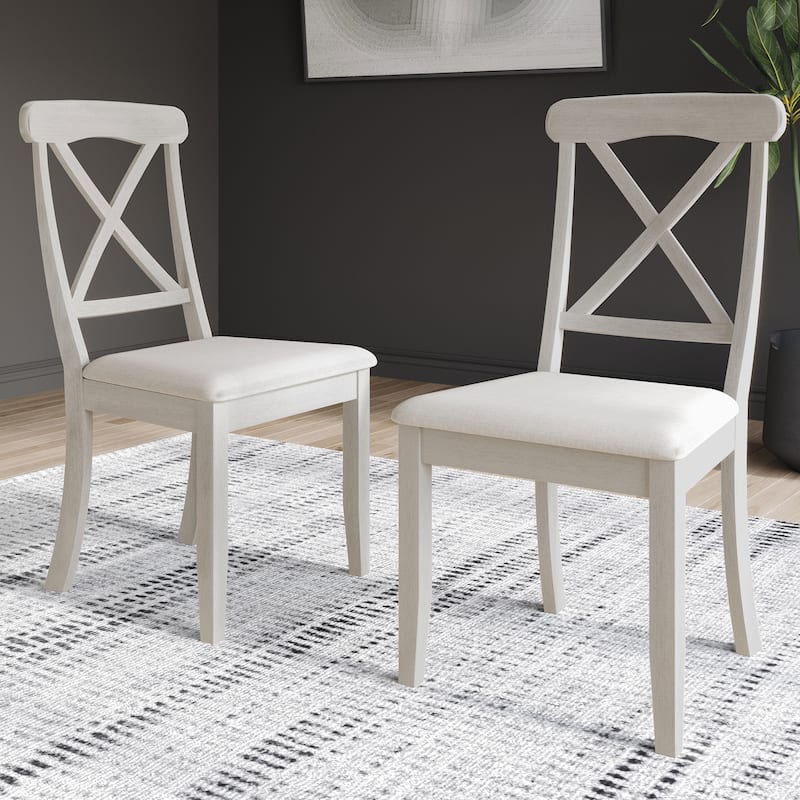 CraftPorch Farmhouse Style Wooden Dining Chairs (Set of 2) - N/A