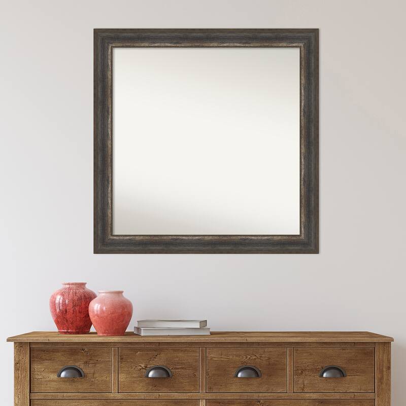 Non-Beveled Wall Mirror - Alta Rustic Char Frame