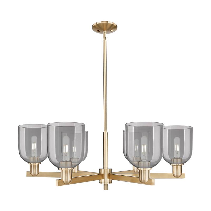 Innovations Lighting Endless Possibilities Arcadia - Bella - 6 Light 35" Stem Hung Chandelier - Champagne Bronze/Light Smoke