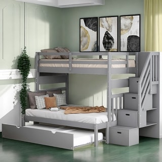 Twin over Twin/Full Bunk Bed with Twin Size Trundle