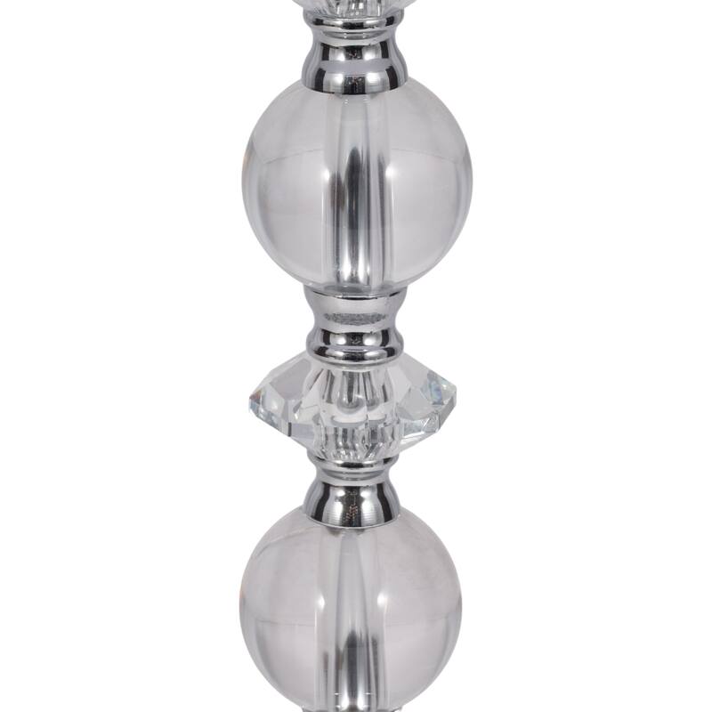 Sagebrook Home Modern Set Of 2 Crystal 26" Table Lamp, Silver, Pillar - 13" x 13" x 26" - 13" x 13" x 26"