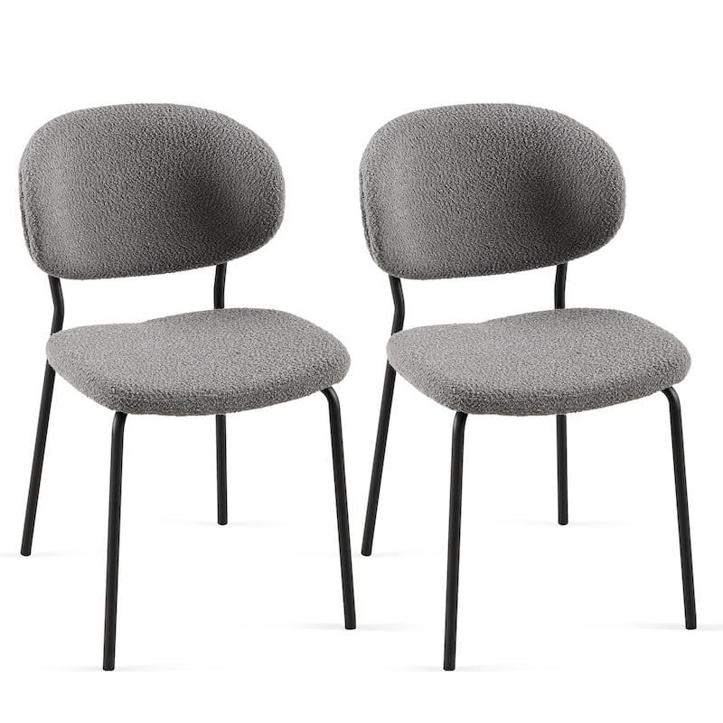 Boucle Fabric Dining Chairs Set of 2,Dining Chairs with Metal Legs for Dining Room, Kitchen, Living Room