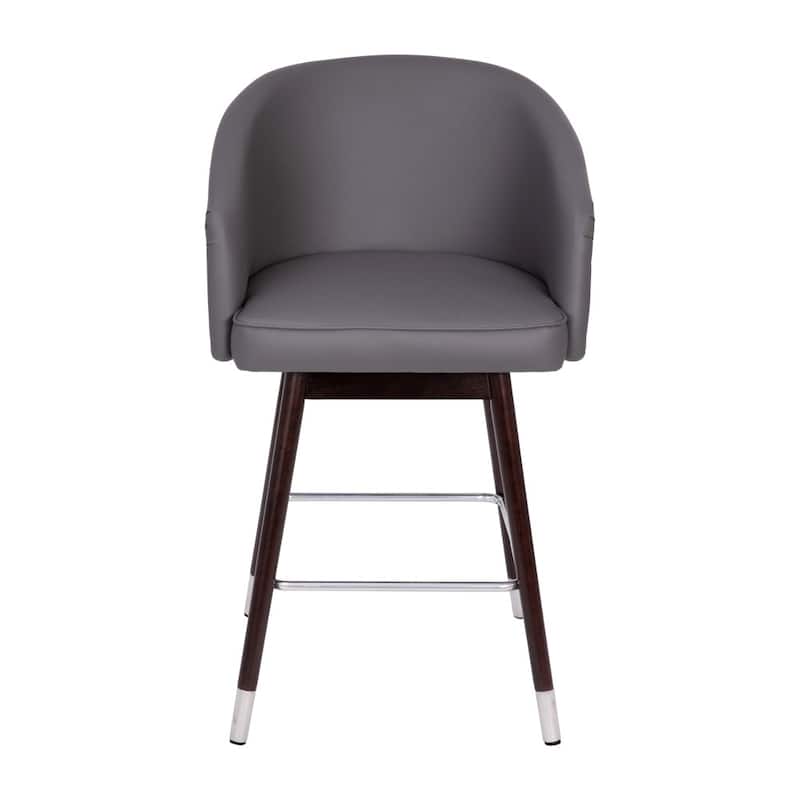 Upholstered Counter Stool with Wooden Legs