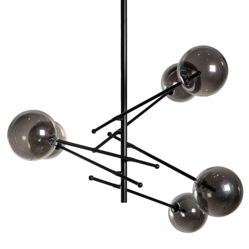 Javier 6 Light Black Metal and Glass Sputnik Chandelier - 39 x 43 x 20