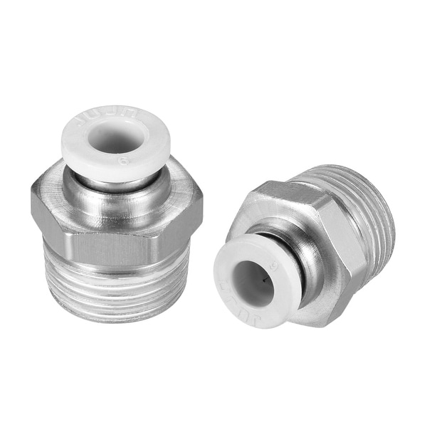 3/8" G Male Thread 6mm Push In Joint Pneumatic Quick Fittings White 10 Pcs