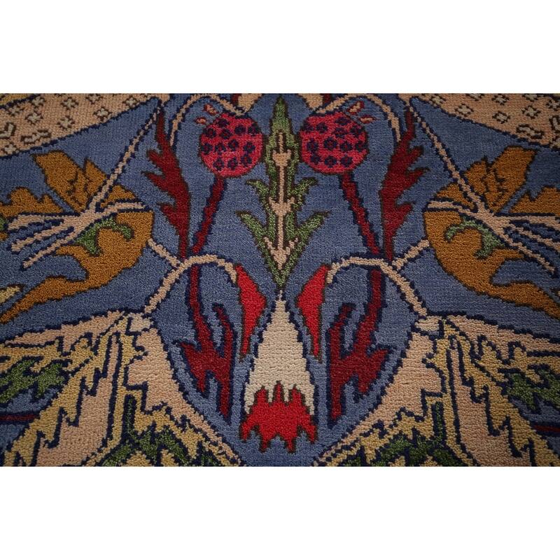 Animals Design Blue Ziegler Oriental Area Rug Handmade Wool Carpet - 8'0"x 15'8"