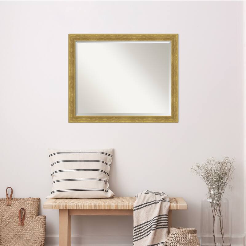 Angled Beveled Wood Framed Wall Mirror