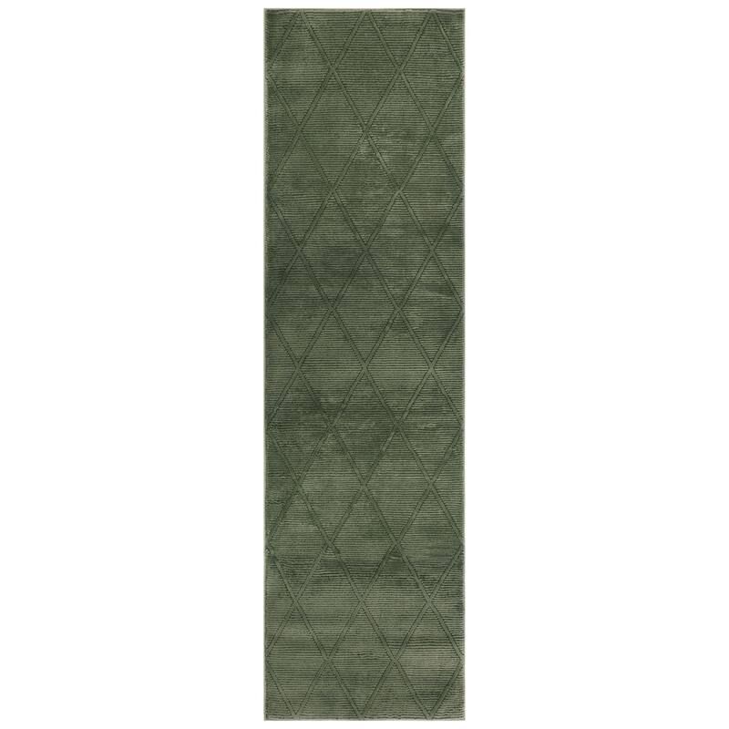 SAFAVIEH Revive Aura Trellis Rug - 2'3" x 8' Runner - Green