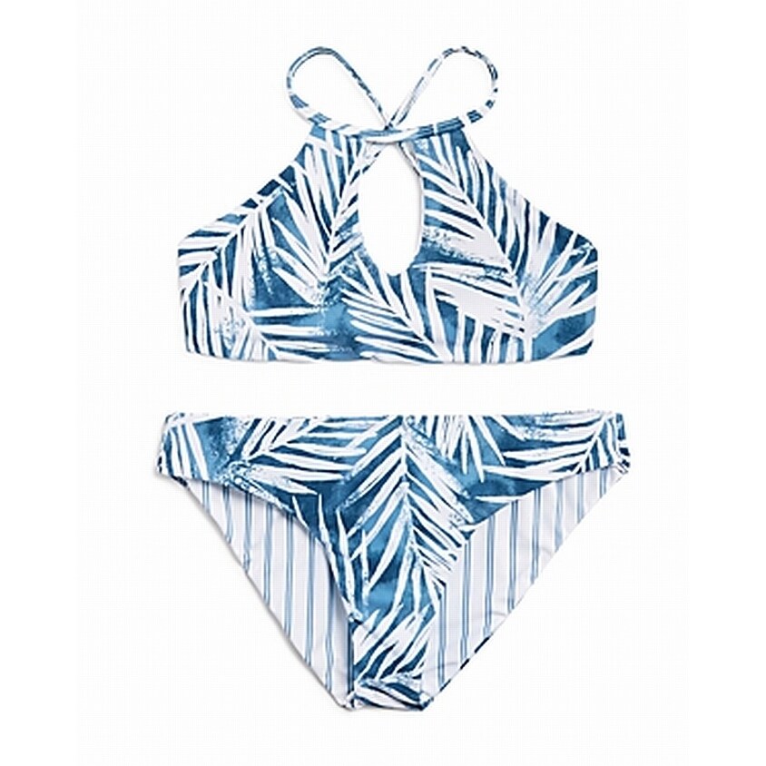 Splendid Girls Bandeau Bra with Straps and Cutout Bikini Bottom Swimsuit Set