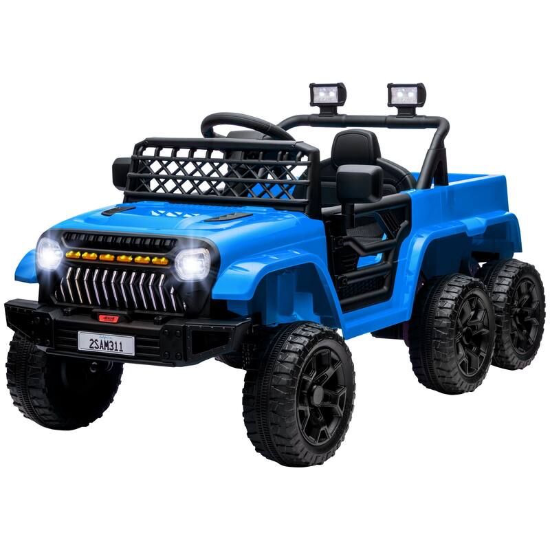 12V Kids Ride-On 4x4 Truck with Back Trailer, Remote Control, Spring Suspension, Music, LED Lights, and Horn for Ages 3-8