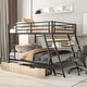 preview thumbnail 10 of 15, Full Size Metal Bunk Bed with Built-in Desk, Light and Drawers, Black