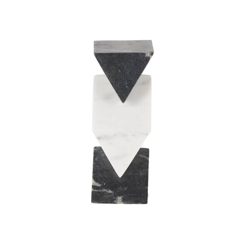 White Marble Stacked Pyramid Geometric Decorative Sculpture