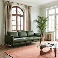 Centerville Real Leather Mid-Century Sofa with Removable Cushions - On Sale - Bed Bath & Beyond