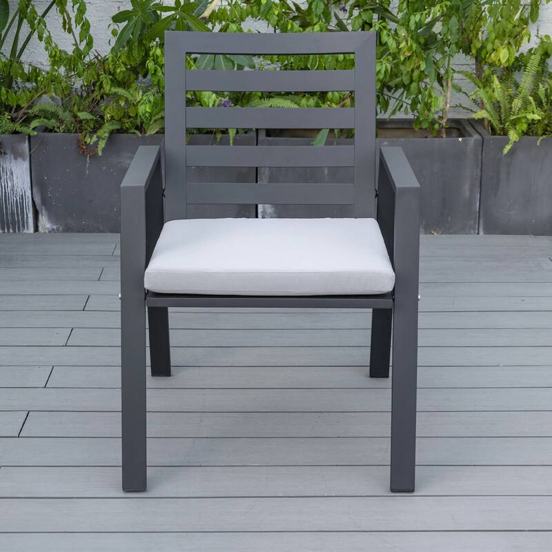 Chelsea Modern Mid-Century Patio Silhouette Aluminum Dining Chair with Olefin Fabric Cushions - 34.84