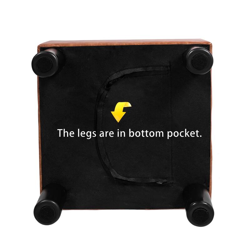Adeco Footstool Ottoman PU Leather Footrest Modern Square Stool