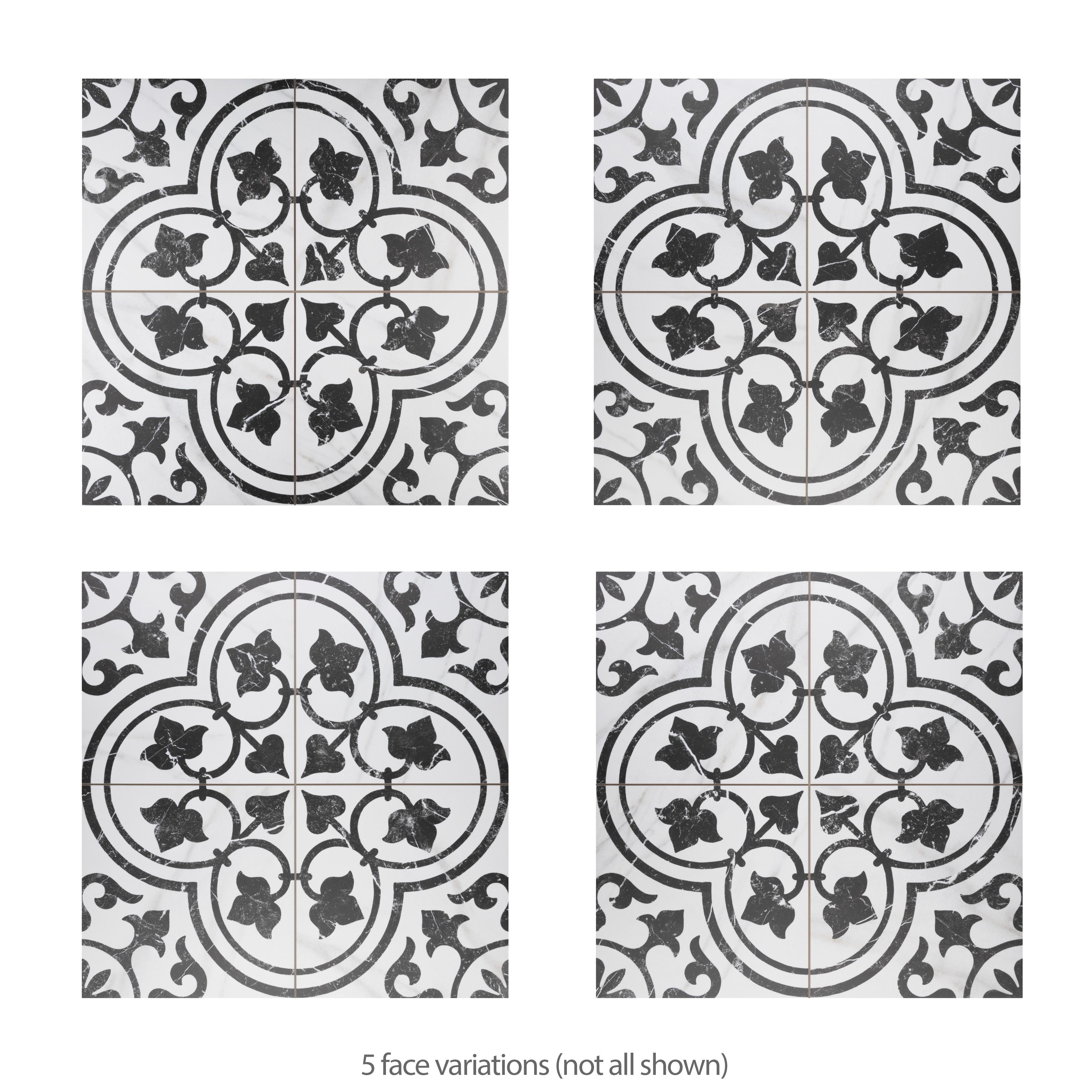 Merola Tile Merzoni Ornate Marquina 17-7/8