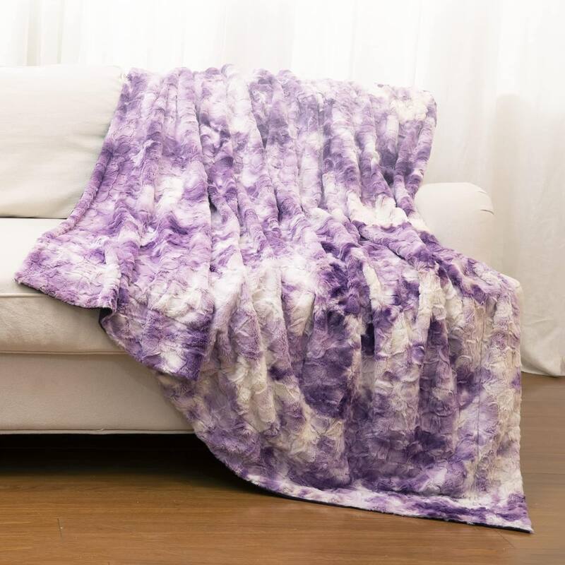 Cheer Collection Ultra Soft and Cozy Multi Colored Throw Blanket - 60x70 - White and purple